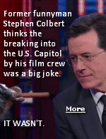 On his evening television show, Stephen Colbert downplayed the detention of his staff by US Capitol Police as a 'non-surrection' and joked that Triumph the Insult Dog should be charged with 'first degree puppetry' - though police say they could all still be criminally charged.